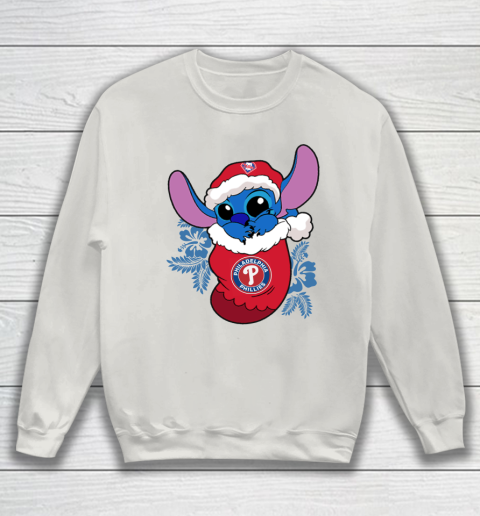 Philadelphia Phillies Christmas Stitch In The Sock Funny Disney MLB Sweatshirt 10