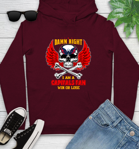 NHL Damn Right I Am A Washington Capitals Win Or Lose Skull Hockey Sports Youth Hoodie 7