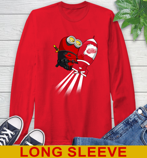 NHL Hockey Detroit Red Wings Deadpool Minion Marvel Shirt Long Sleeve T-Shirt 12