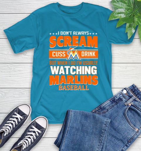 Miami Marlins MLB I Scream Cuss Drink When I'm Watching My Team T-Shirt 9