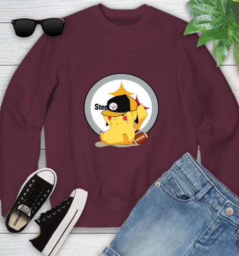 NFL Pikachu Football Sports Pittsburgh Steelers Youth Sweatshirt 5
