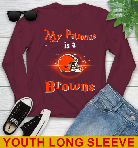 NFL Football Harry Potter My Patronus Is A Cleveland Browns Youth Long Sleeve 6