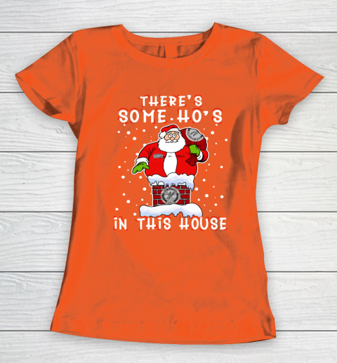 San Antonio Spurs Christmas There Is Some Hos In This House Santa Stuck In The Chimney NBA Women's T-Shirt 3