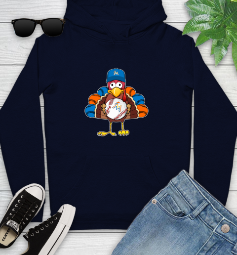 Miami Marlins Turkey thanksgiving Youth Hoodie 4