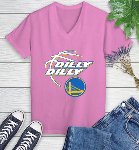 NBA Golden State Warriors Dilly Dilly Basketball Sports Women's V-Neck T-Shirt 14