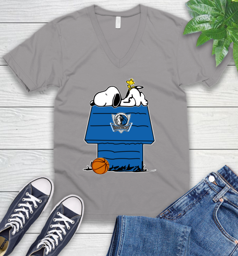 Dallas Mavericks NBA Basketball Snoopy Woodstock The Peanuts Movie V-Neck T-Shirt 4