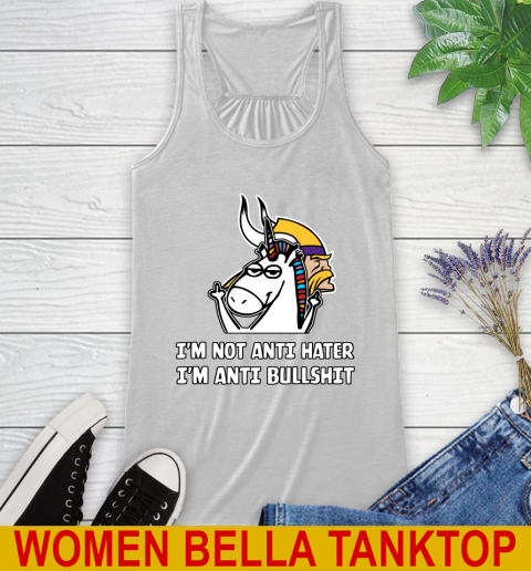 Minnesota Vikings NFL Football Unicorn I'm Not Anti Hater I'm Anti Bullshit Racerback Tank