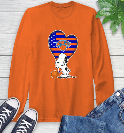 New York Knicks NBA Basketball The Peanuts Movie Adorable Snoopy Long Sleeve T-Shirt 5