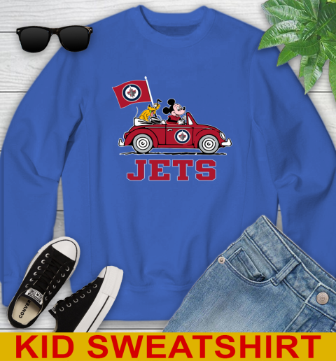 NHL Hockey Winnipeg Jets Pluto Mickey Driving Disney Shirt Youth Sweatshirt 7