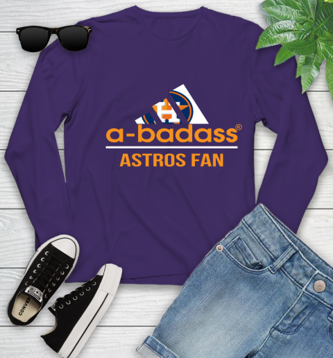 MLB A Badass Houston Astros Fan Adidas Baseball Sports Youth Long Sleeve 4