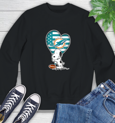 Miami Dolphins NFL Football The Peanuts Movie Adorable Snoopy Sweatshirt 2