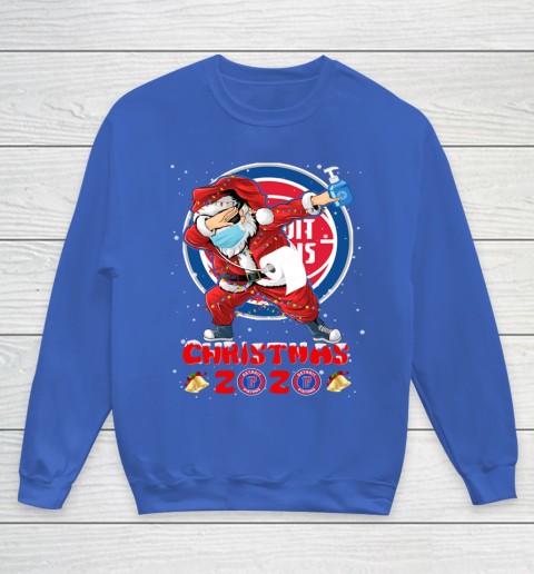 Detroit Pistons Funny Santa Claus Dabbing Christmas 2020 NBA Youth Sweatshirt 6