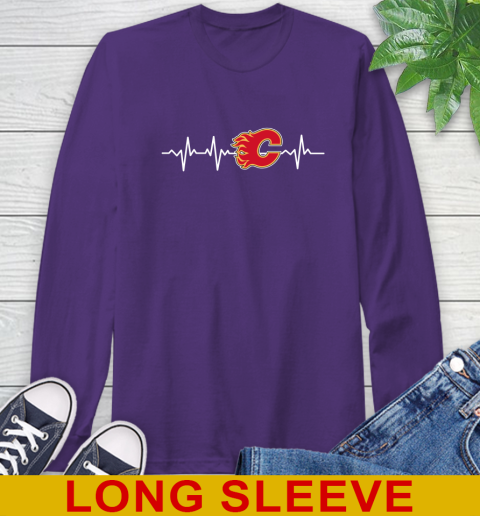 Calgary Flames NHL Hockey Heart Beat Shirt Long Sleeve T-Shirt 5
