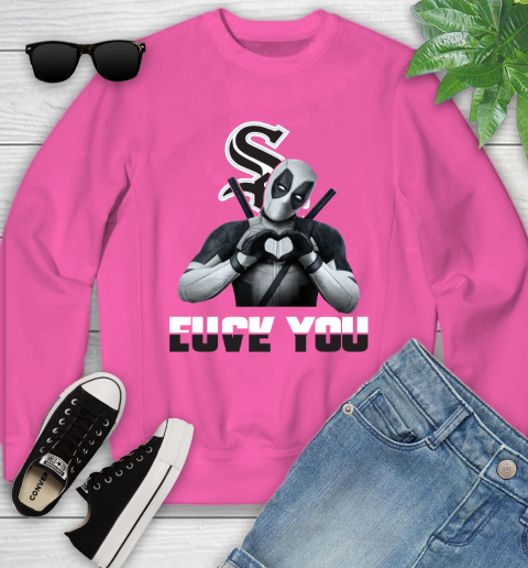 MLB Chicago White Sox Deadpool Love You Fuck You Baseball Sports Youth Sweatshirt 6