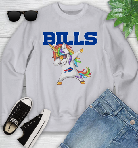 Buffalo Bills NFL Football Funny Unicorn Dabbing Sports Youth Sweatshirt 4