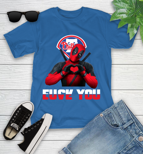 MLB Philadelphia Phillies Deadpool Love You Fuck You Baseball Sports Youth T-Shirt 12
