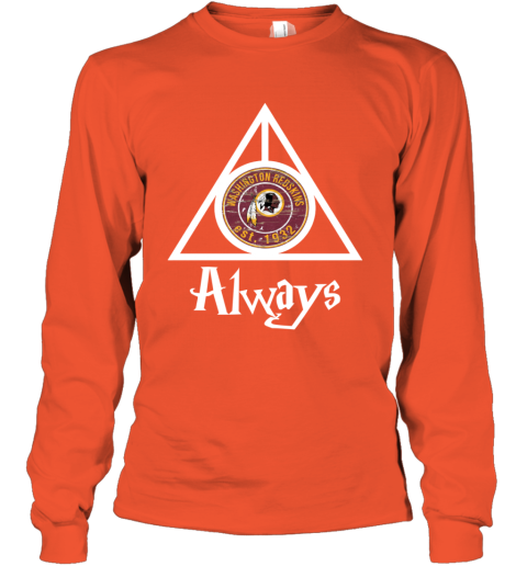 Always Love The Washington Redskins x Harry Potter Mashup NFL bkz8 always love the washington redskins x harry potter youth long sleeve 50 front orange