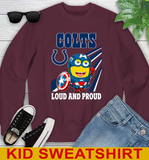 NFL Football Indianapolis Colts Captain America Marvel Avengers Minion Shirt Youth Sweatshirt - Image 5