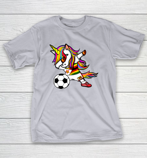 Dabbing Unicorn Zimbabwe Football Zimbabwean Flag Soccer T-Shirt 18