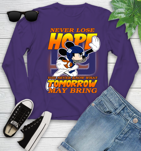 New York Giants NFL Football Mickey Disney Never Lose Hope Youth Long Sleeve 4
