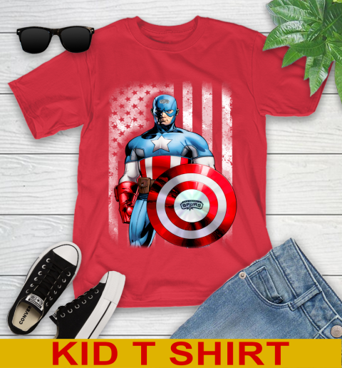 San Antonio Spurs NBA Basketball Captain America Marvel Avengers American Flag Shirt Youth T-Shirt 11