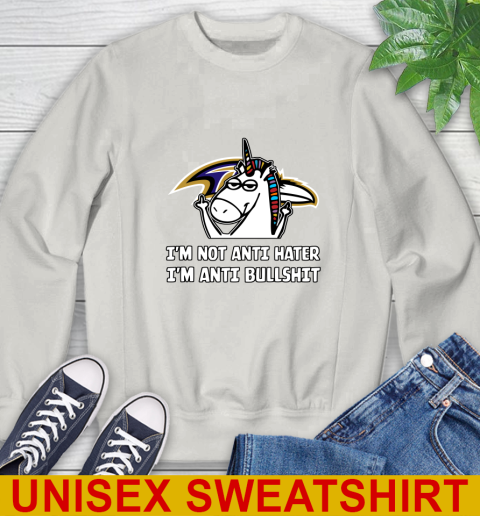 Baltimore Ravens NFL Football Unicorn I'm Not Anti Hater I'm Anti Bullshit Sweatshirt 12