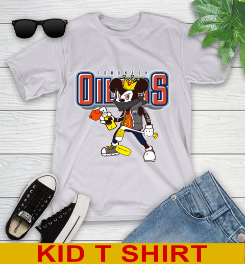Edmonton Oilers NHL Hockey Mickey Peace Sign Sports Youth T-Shirt - Image 6