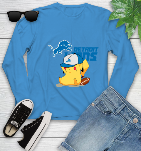 NFL Pikachu Football Sports Detroit Lions Youth Long Sleeve 7