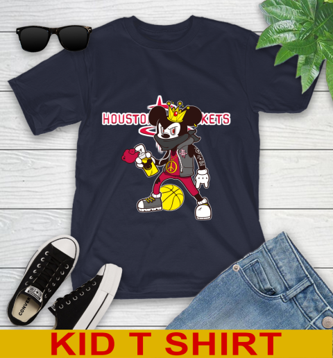 Houston Rockets NBA Basketball Mickey Peace Sign Sports Youth T-Shirt 3