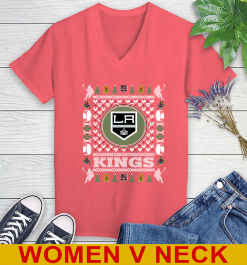 Los Angeles Kings Merry Christmas NHL Hockey Loyal Fan Women's V-Neck T-Shirt 6