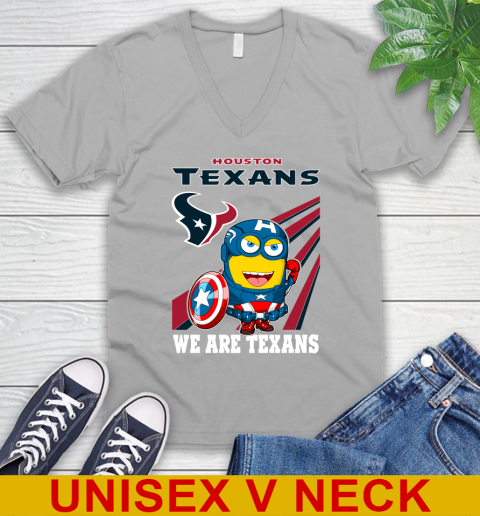 NFL Football Houston Texans Captain America Marvel Avengers Minion Shirt V-Neck T-Shirt 3