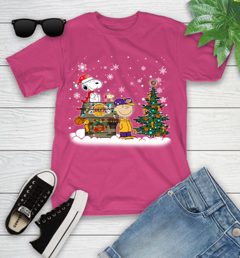Los Angeles Lakers NBA Basketball Christmas The Peanuts Movie Snoopy Championship Youth T-Shirt 11