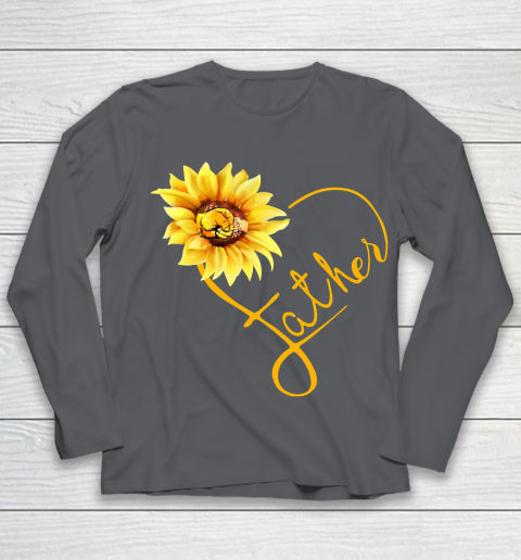 Father S Day Funny Gift Ideas Apparel Father Sunflower Heart Symbol Matching Family T Shirt Youth Long Sleeve Tee For Sports