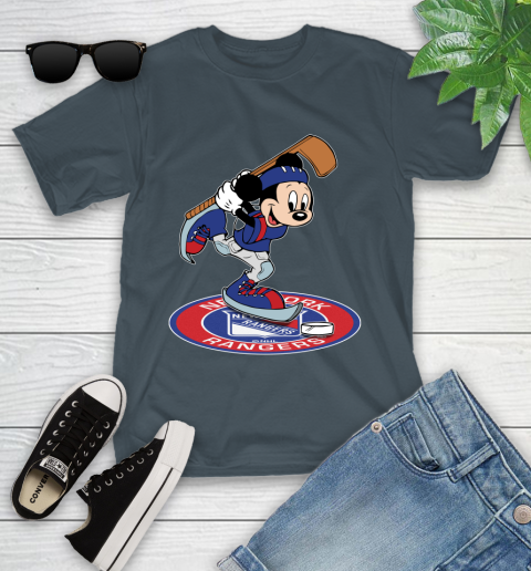 NHL Hockey New York Rangers Cheerful Mickey Disney Shirt Youth T-Shirt - Image 9