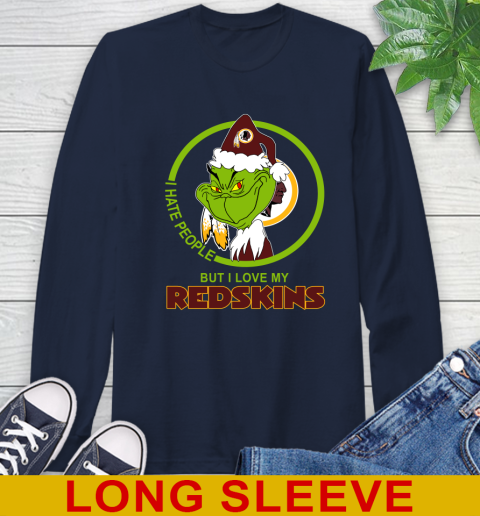 Washington Redskins NFL Christmas Grinch I Hate People But I Love My Favorite Football Team Long Sleeve T-Shirt 4