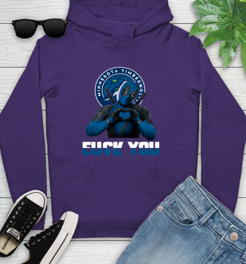 NBA Minnesota Timberwolves Deadpool Love You Fuck You Basketball Sports Youth Hoodie 5