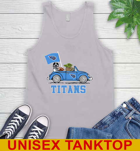 NFL Football Tennessee Titans Darth Vader Baby Yoda Driving Star Wars Shirt Tank Top 4