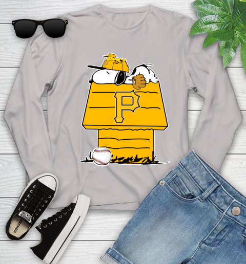MLB Pittsburgh Pirates Snoopy Woodstock The Peanuts Movie Baseball T Shirt Youth Long Sleeve 12