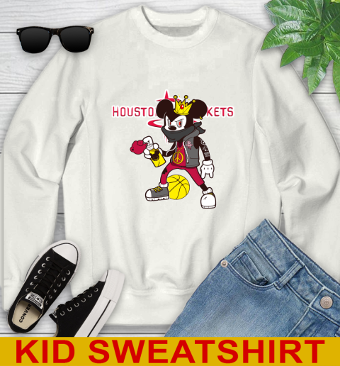 Houston Rockets NBA Basketball Mickey Peace Sign Sports Youth Sweatshirt