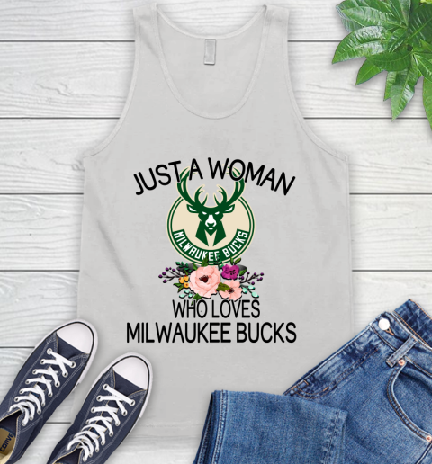 NBA Just A Woman Who Loves Milwaukee Bucks Basketball Sports Tank Top