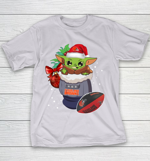 Cleveland Browns Christmas Baby Yoda Star Wars Funny Happy NFL Youth T-Shirt