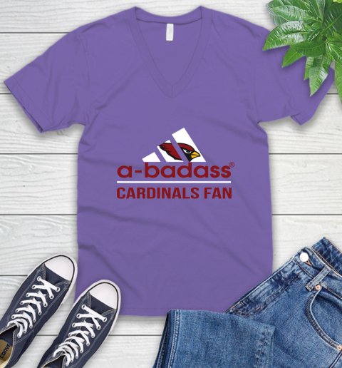 NFL A Badass Arizona Cardinals Fan Adidas Football Sports V-Neck T-Shirt 8