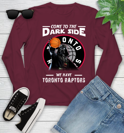NBA Come To The Dark Side We Have Toronto Raptors Star Wars Darth Vader Basketball Youth Long Sleeve 6