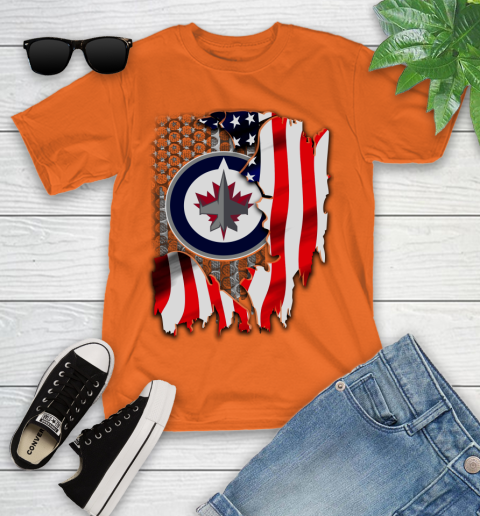 Winnipeg Jets NHL Hockey American Flag Youth T-Shirt 9