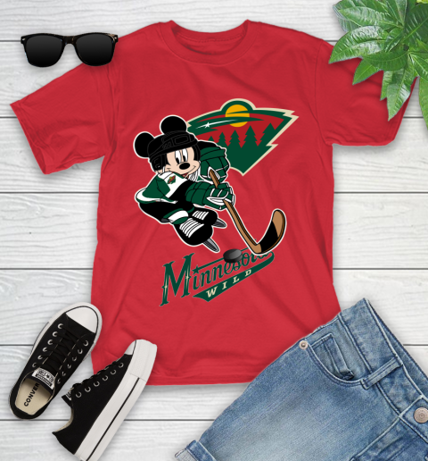 NHL Minnesota Wild Mickey Mouse Disney Hockey T Shirt Youth T-Shirt 10