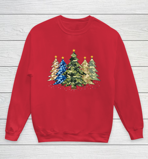 Camo Print Christmas Trees with Camouflage Print Xmas Youth Sweatshirt 7