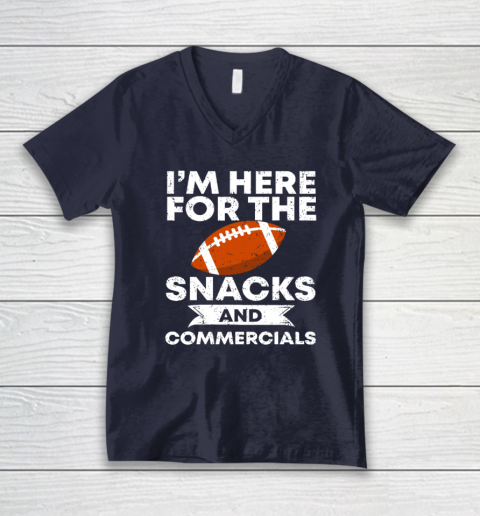 Snacks And Commercials Funny Football Bowl V-Neck T-Shirt 2