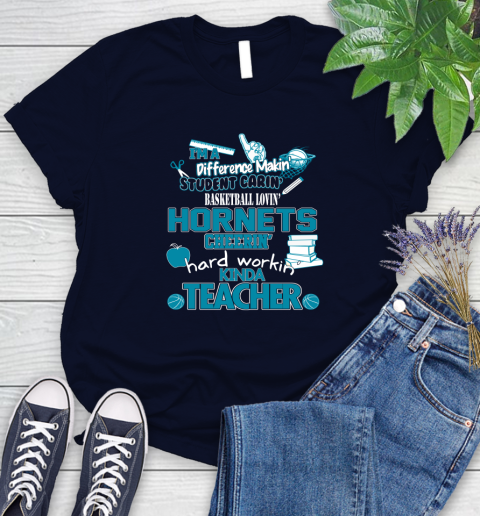 Charlotte Hornets NBA I'm A Difference Making Student Caring Basketball Loving Kinda Teacher Women's T-Shirt 2