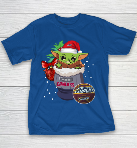 Cleveland Cavaliers Christmas Baby Yoda Star Wars Funny Happy NBA Youth T-Shirt 8