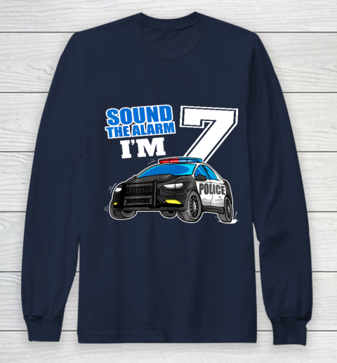 Kids Police Car 7th Birthday Shirt Boy 7 Cop Policeman Officer 7 Year Old Long Sleeve T-Shirt 2
